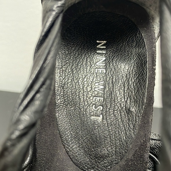 Nine West sandal stiletto black braided leather zipper  platform US7.5 - Picture 2 of 12
